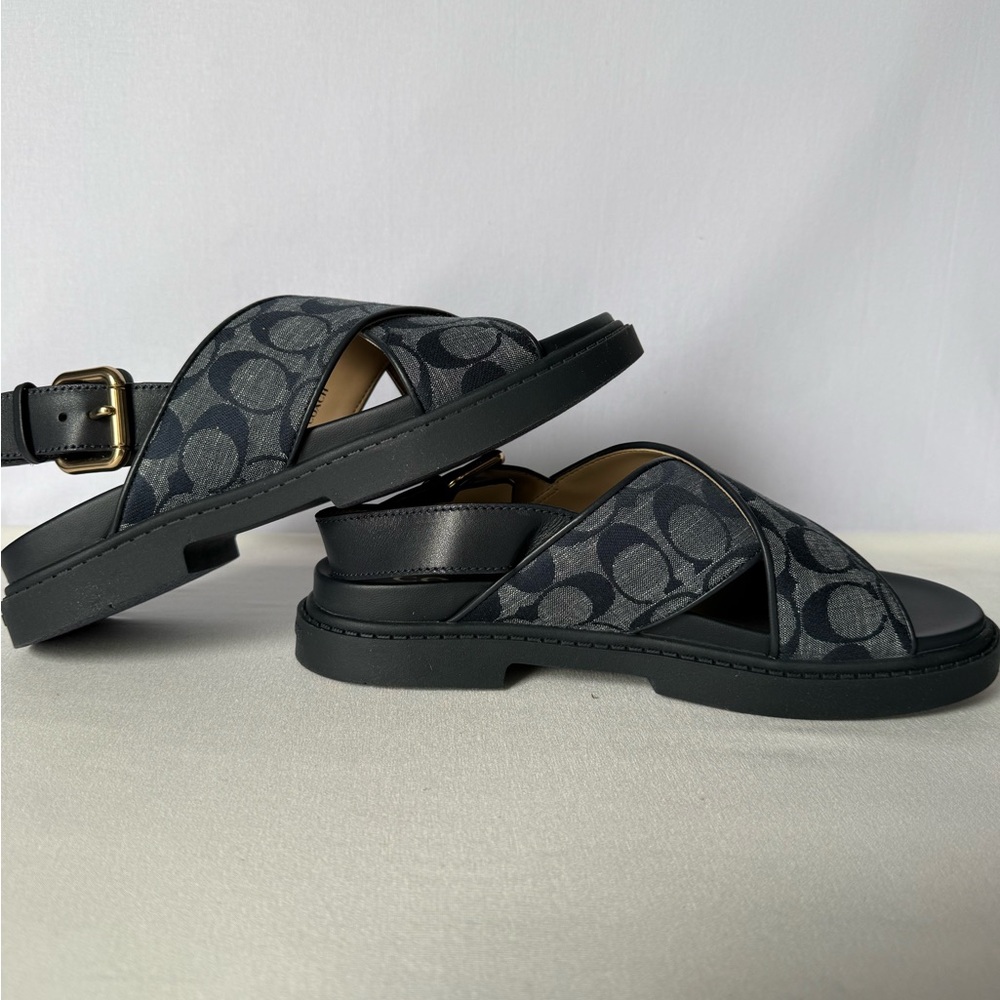 NWT Fraser Sandal Chambray Coach Women’s shoes Size 7 B Midnight navy CT645 - Picture 9 of 12